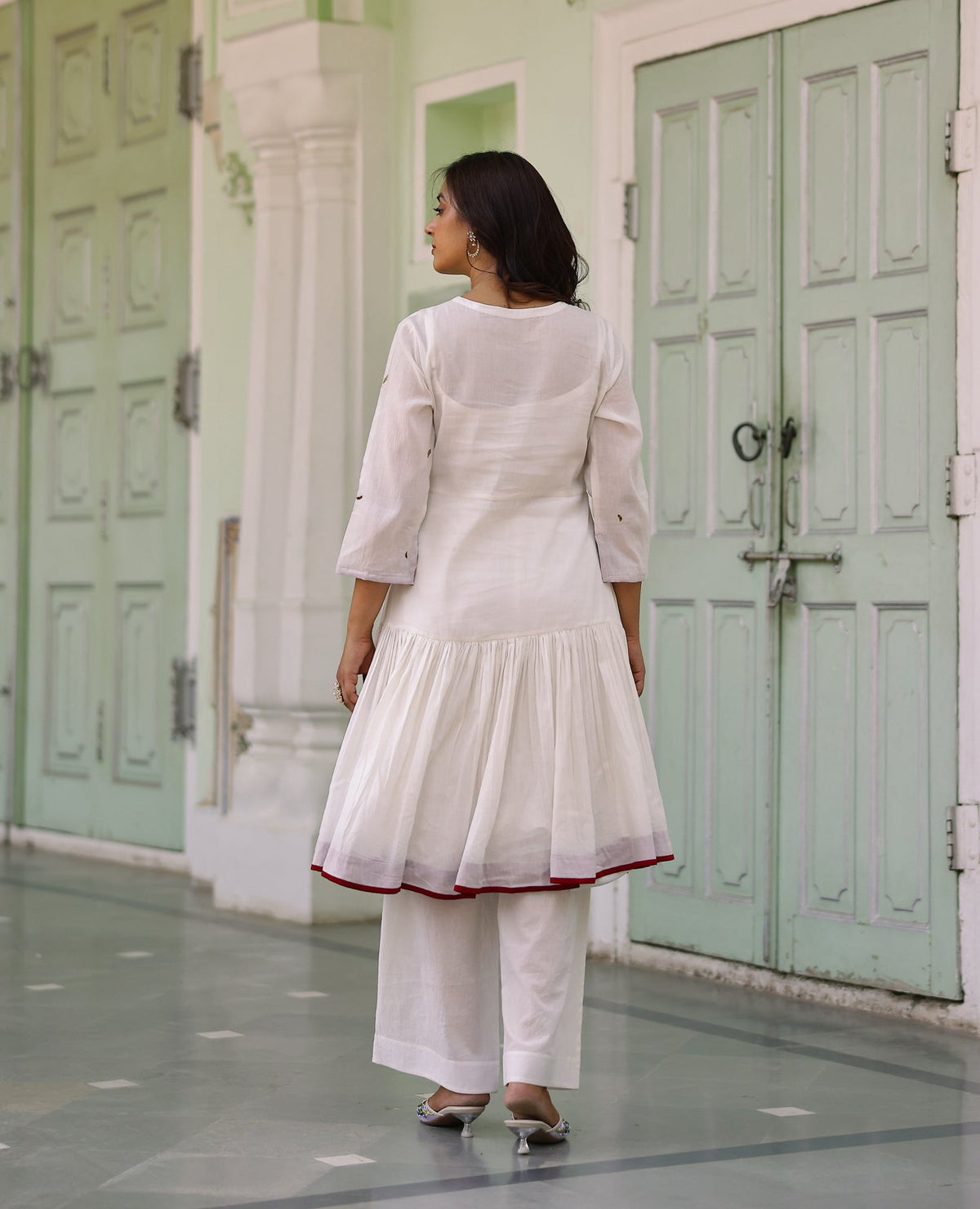 Rukhsar White Mul Cotton Kurta Set