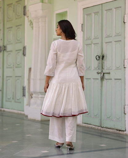 Rukhsar White Mul Cotton Kurta Set