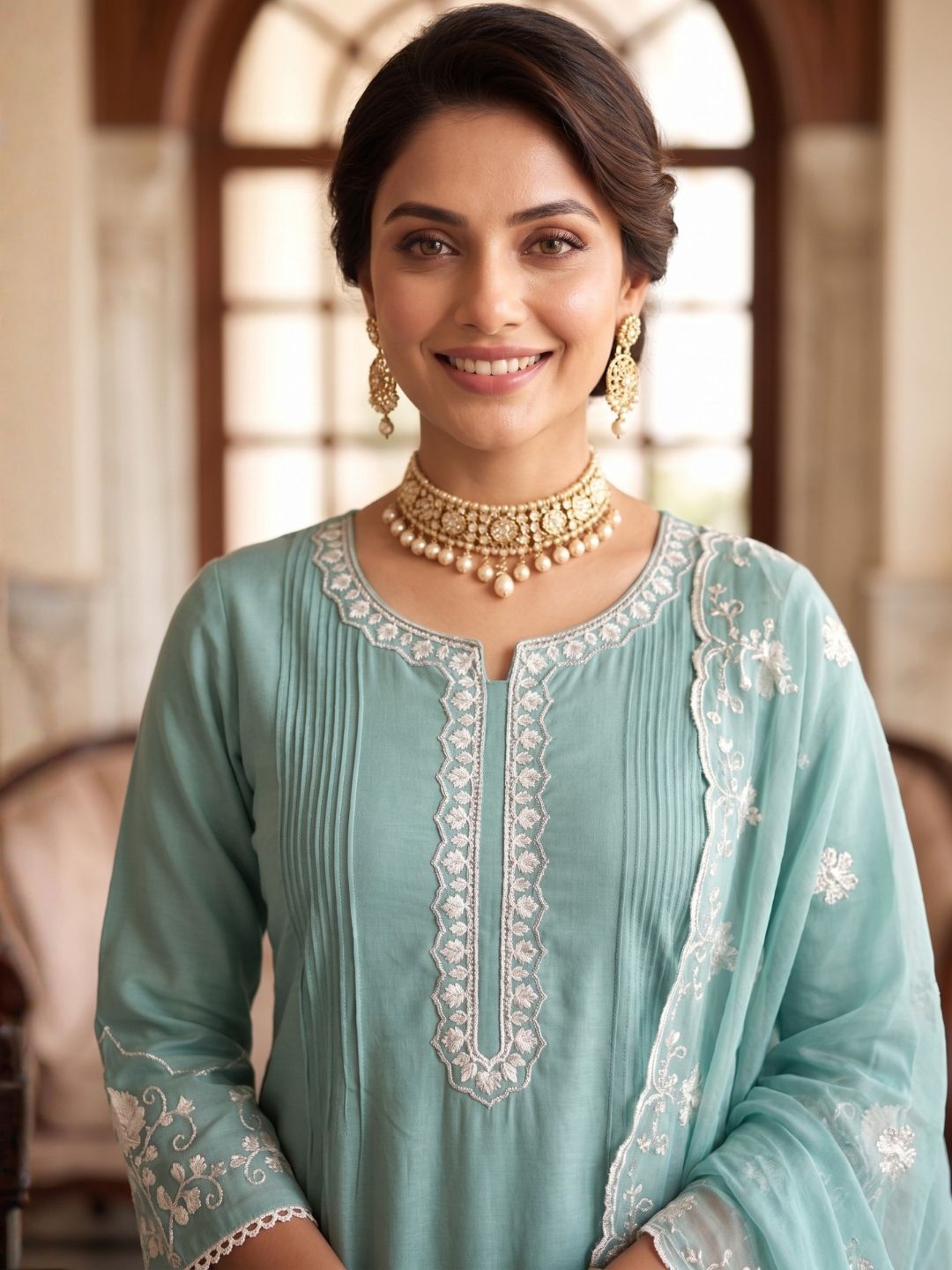 Lisba Teal Embroidered Lawn Suit Set