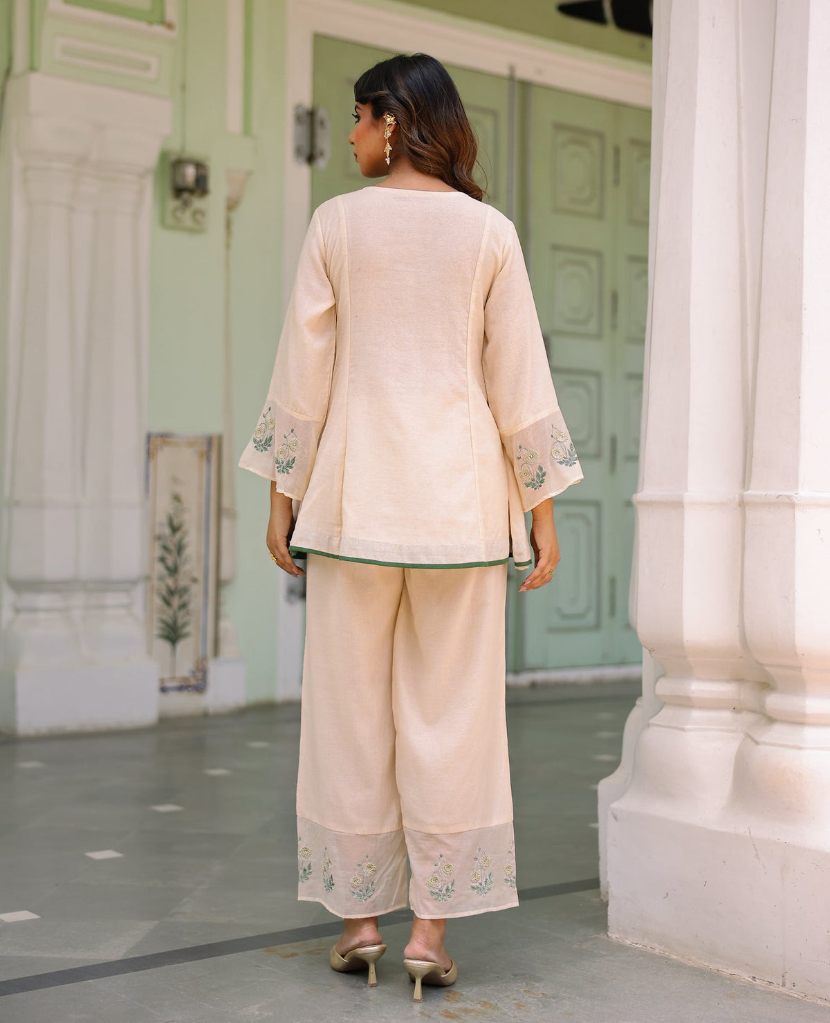 Mahira Beige Mul Chanderi Kurta Set