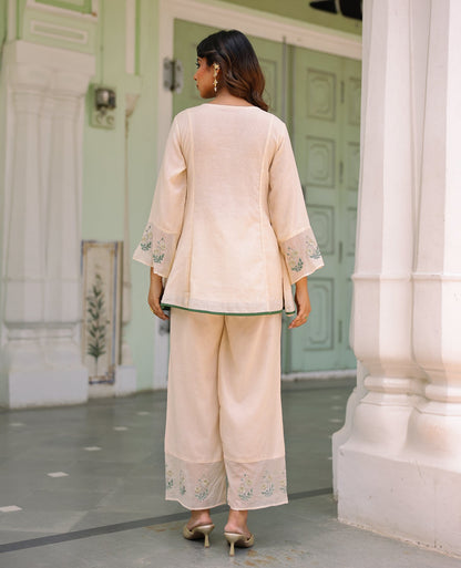 Mahira Beige Mul Chanderi Kurta Set