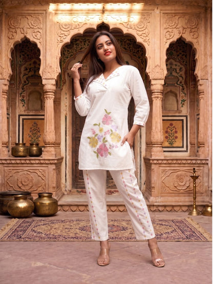 Darika Vanilla Embroidery Co-ord Set