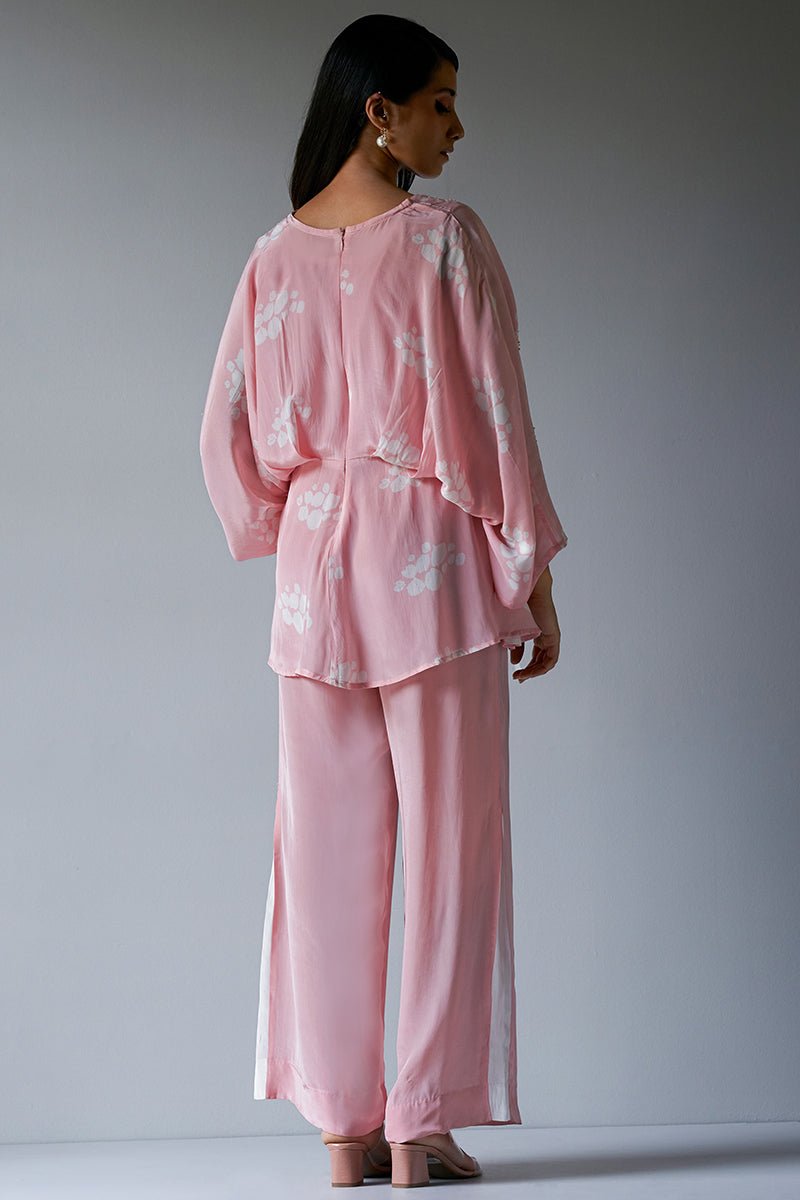 Women's Crystal Rose Crepe Silk Co-ord Set With Detailing Hand Embroidery on Top