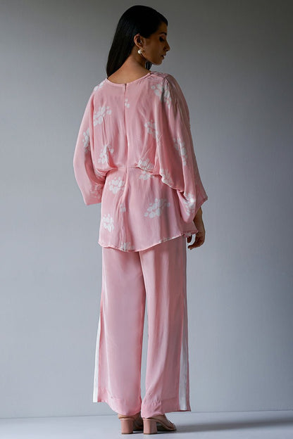 Women's Crystal Rose Crepe Silk Co-ord Set With Detailing Hand Embroidery on Top