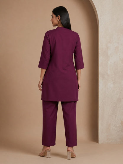 Romi Mulberry Embroidered Co-ord Set