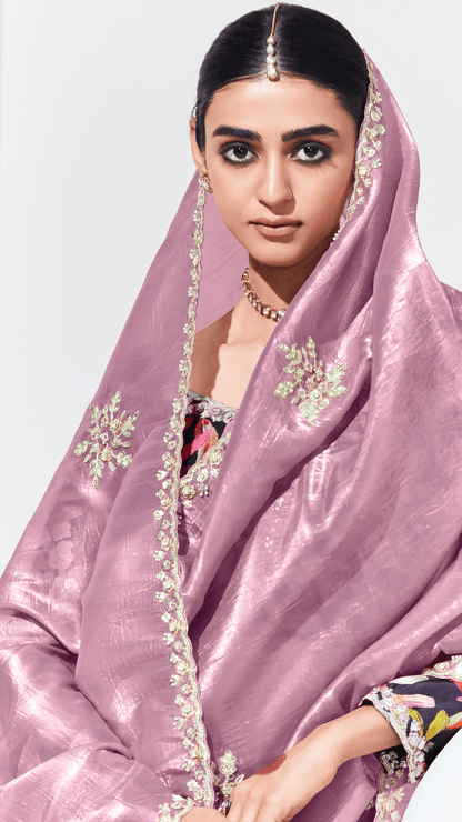Dhiyona KM Women Pink Silk Saree With Embroidered Blouse “ A Perfect Blend Of Grace & Elegance