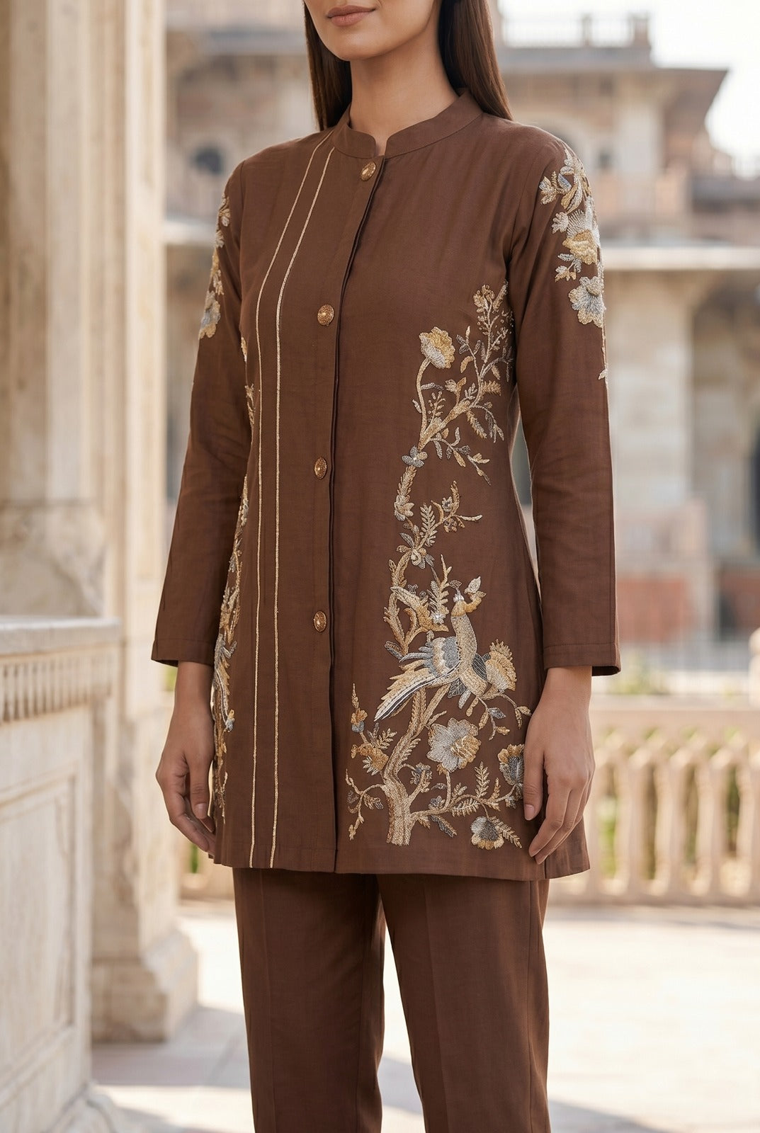 Gaur Tuscan cotton embroidery co-ord set