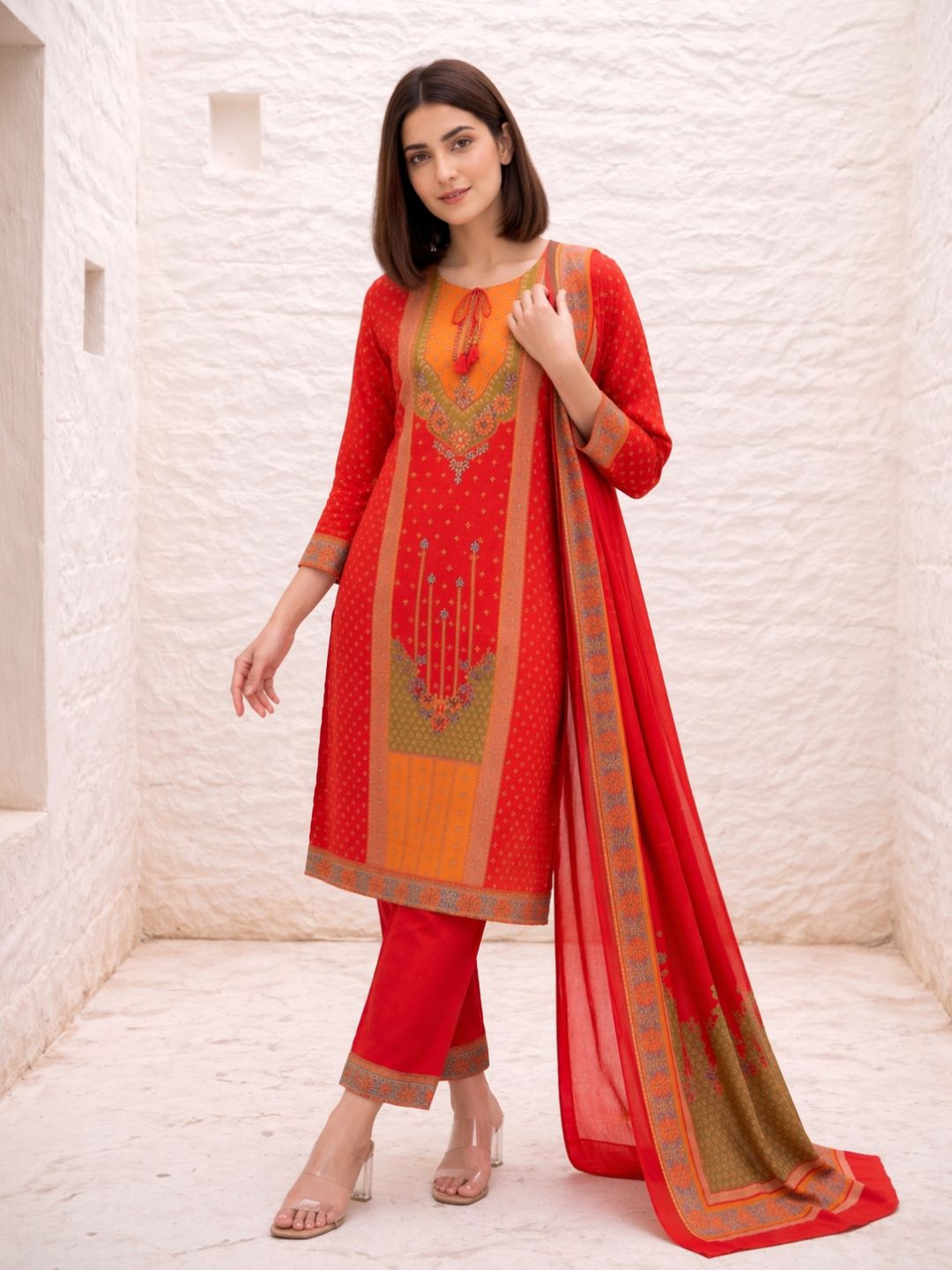 Shanti Crimson Work Suit Set