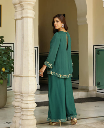 Jaalini Green Crepe Kurta Set
