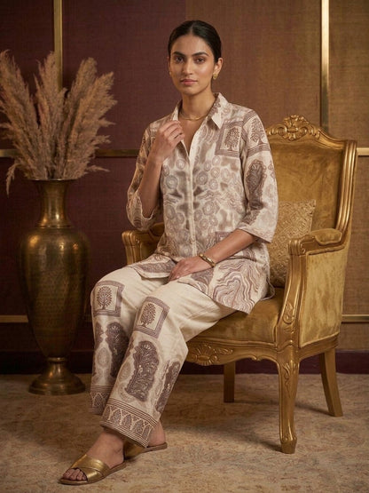 Akshara tan printed co-ord set