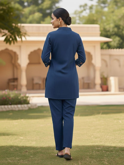 Eden navy embroidered co-ord set