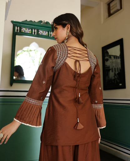 Kanira Brown Chanderi Kurta Set