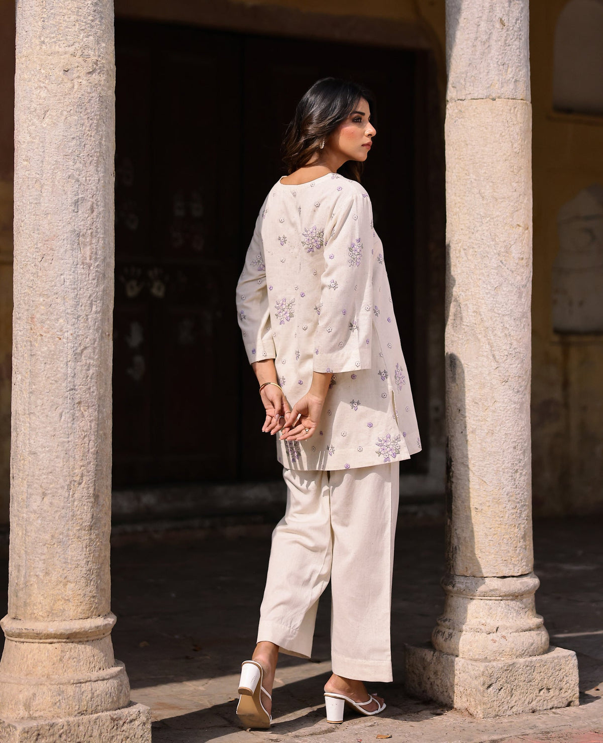 Bloomy Off White Flex Coord Set