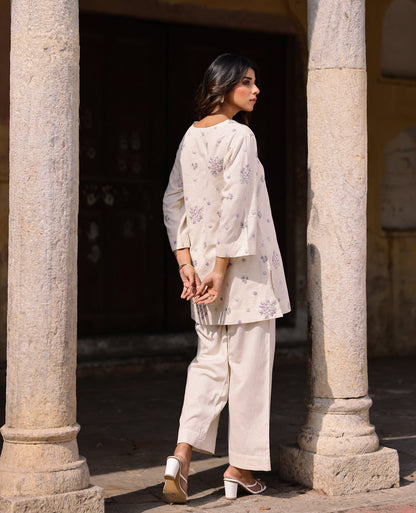 Bloomy Off White Flex Coord Set