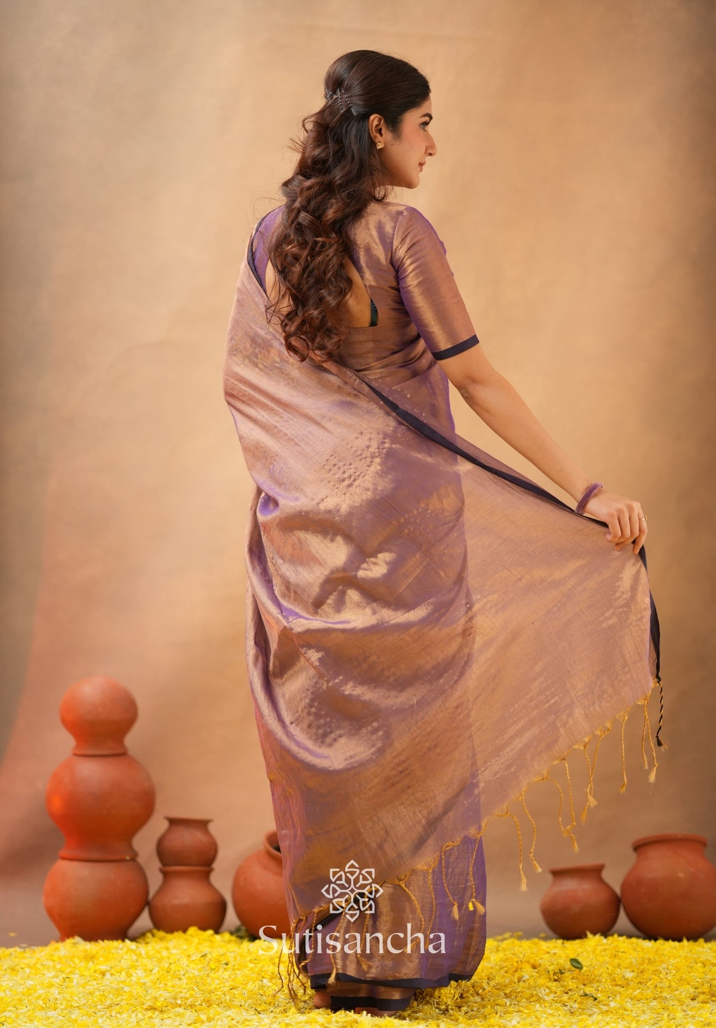 Dhiyona SS Woven Poetry Artisanal Handloom Tissue Cotton Saree