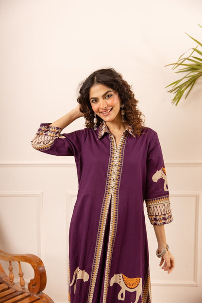 Karen aztec printed cotton kurta pant set