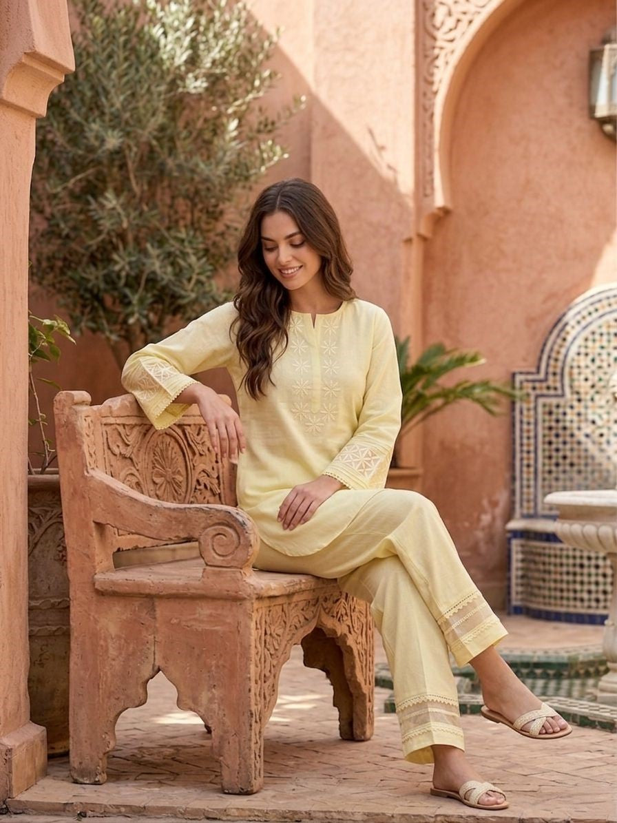 Prisha Corn embroidery cotton co-ord set