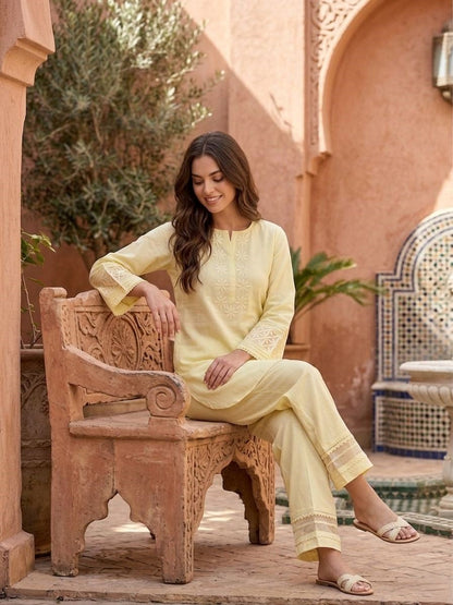 Prisha Corn embroidery cotton co-ord set