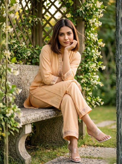 ITI CORAL COTTON KURTA PANT SET