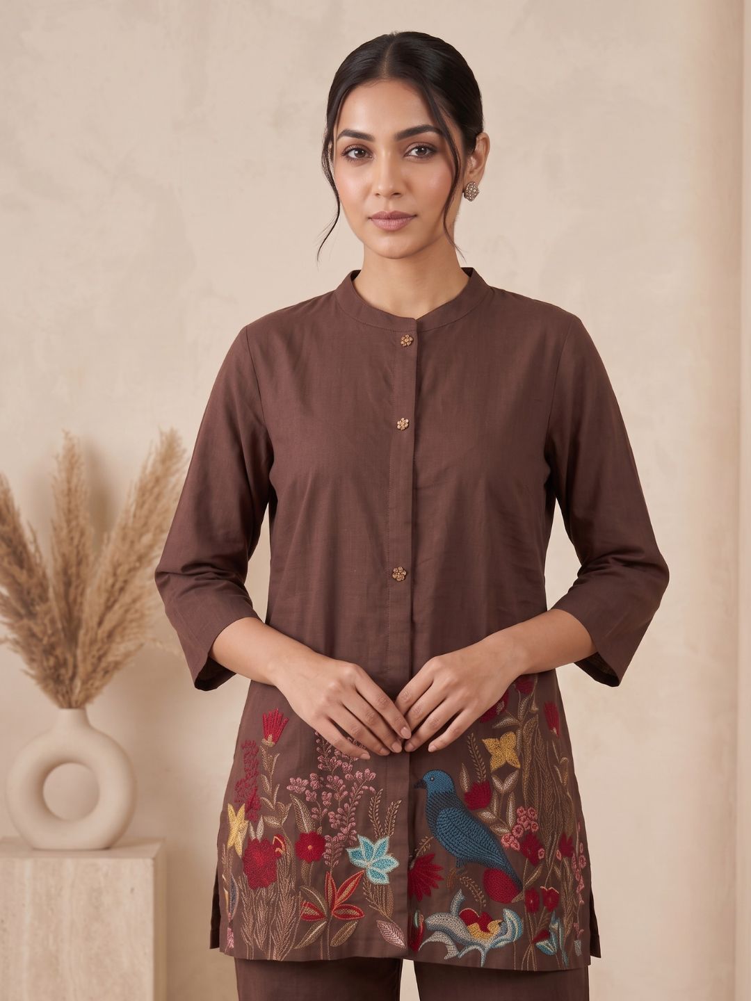 Gaur Hazel Embroidery Cotton Co-Ord Set
