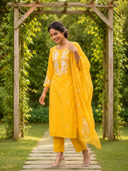 Nadira honey embroided Lawn suit set