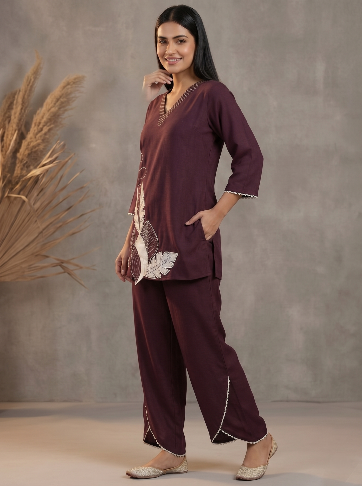Prisha mulberry embroidery co-ord set