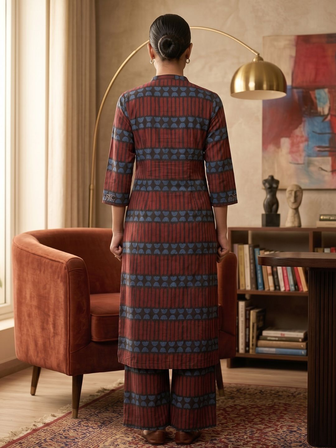 Akshara brick cotton kurta pant set