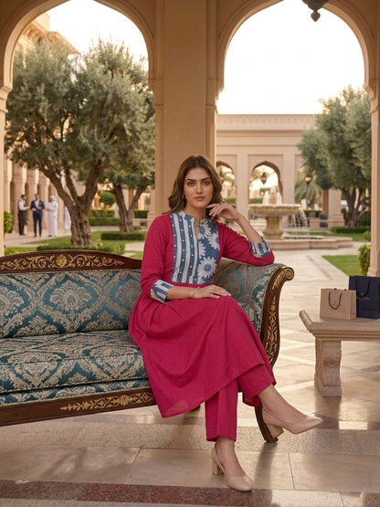 Akshara flamingo cotton kurta pant set