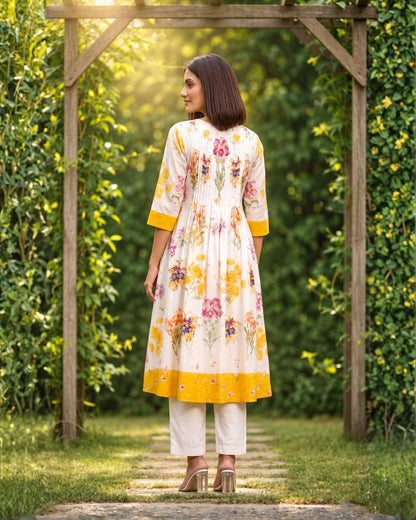 Hemal Amber Floral Cotton Kurta Pant Set