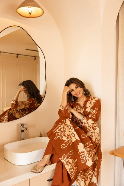 Karen Turmeric printed kurta pant set