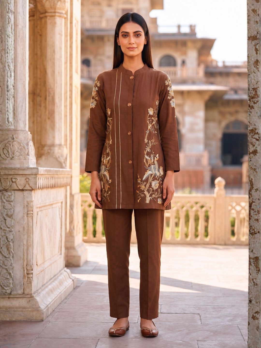 Gaur Tuscan cotton embroidery co-ord set