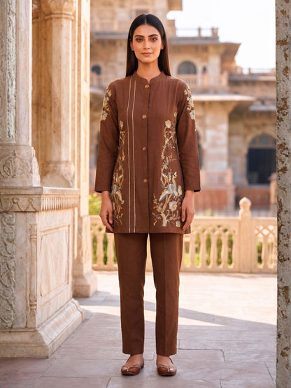 Gaur Tuscan cotton embroidery co-ord set