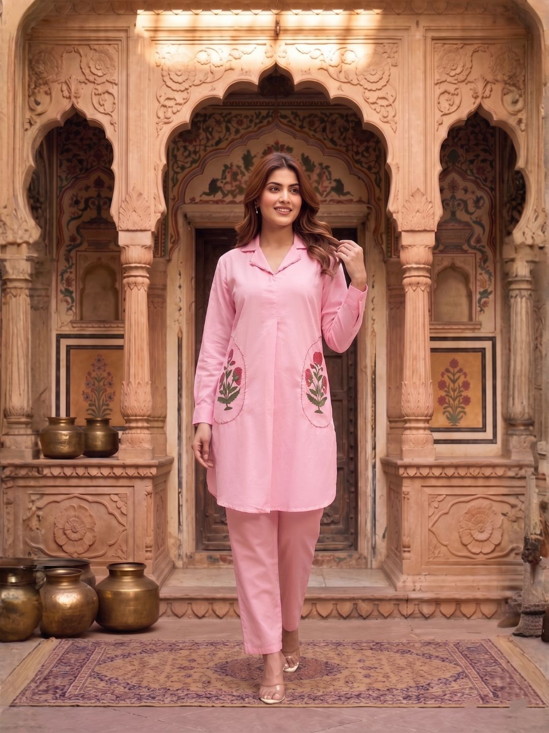 Sarvo softpink cotton co-ord set
