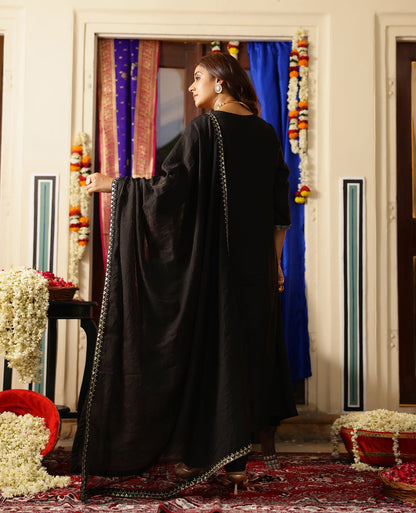 Raag Black Muslin Suit Set