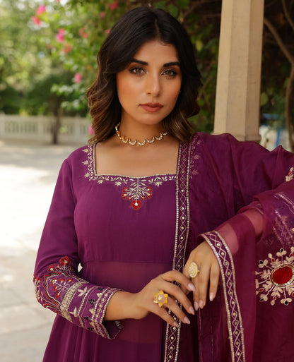 Prabha Purple Georgette Suit Set