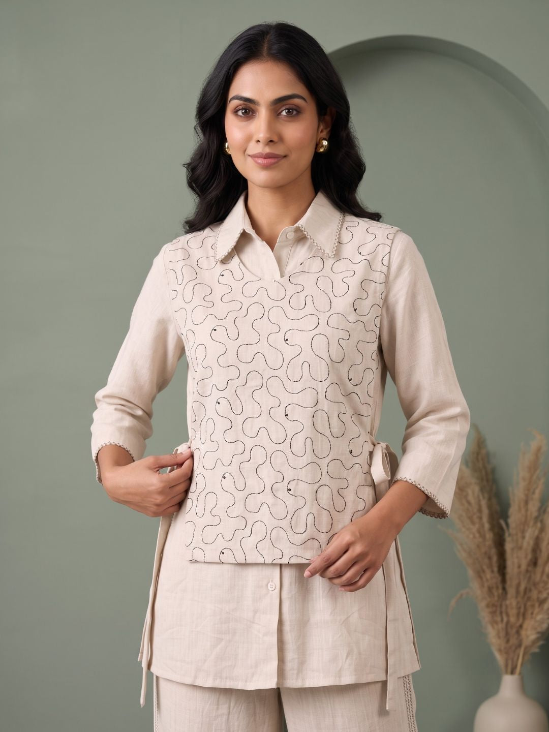 Ridhika Ivory embroidery cotton co-ord set