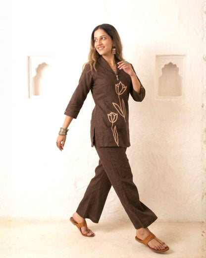 Sargi Earthwood embroidery cotton co-ord set