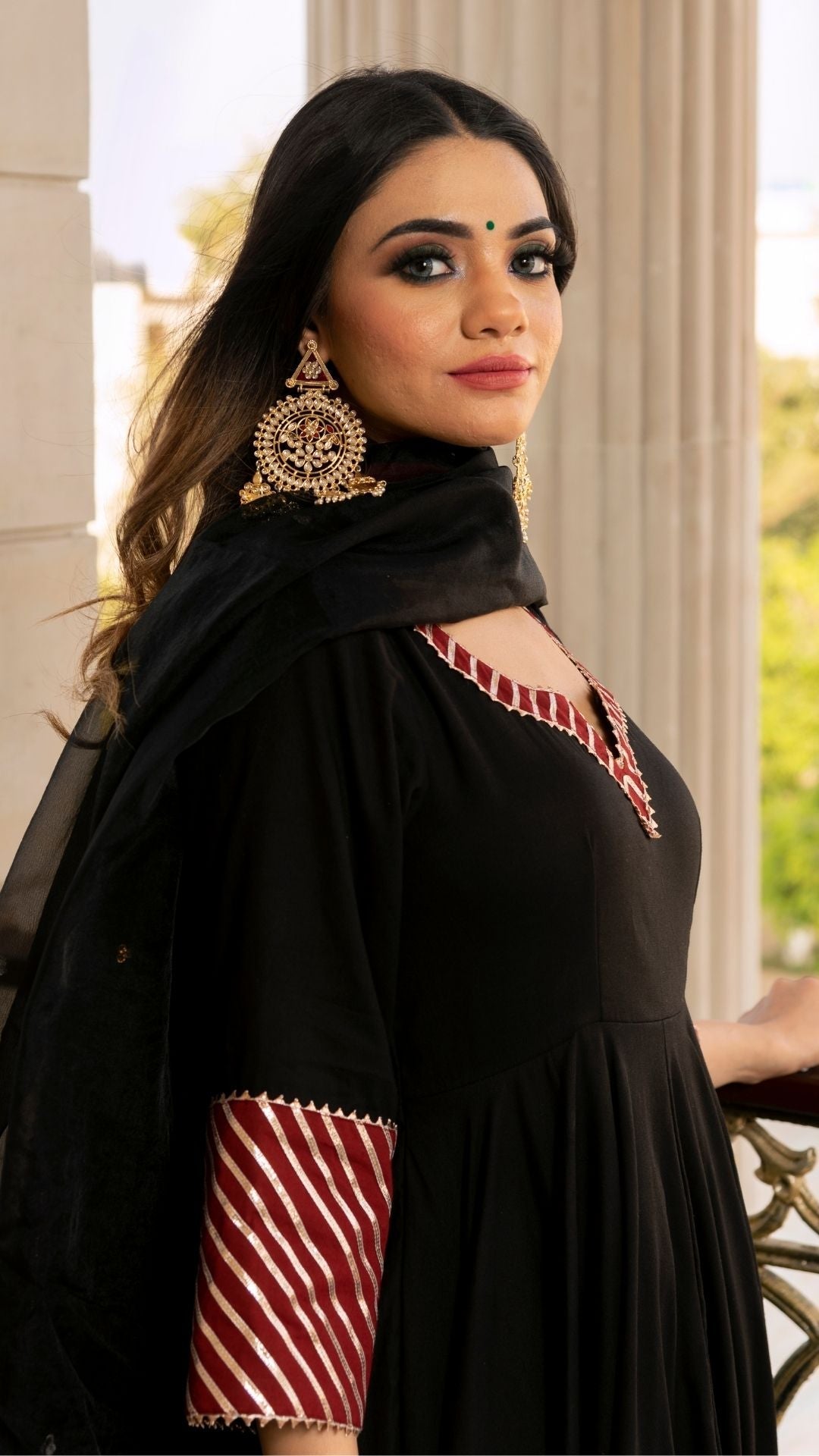 Hina Black And Maroon  Anarkali Set