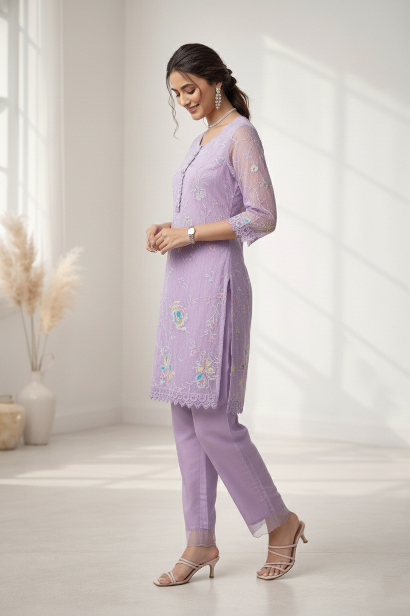 Anumeha lavender work co-ord set