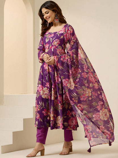 Dhiyona IS Women's Women Floral Printed Regular Kurta with Trousers & With Dupatta