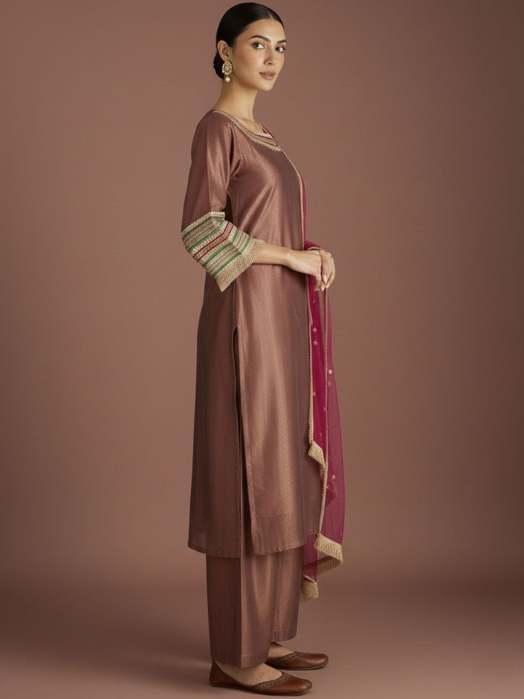 Dhiyona VA Women Regular Thread Work Kurta with Palazzos & With Dupatta