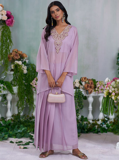 Dhiyona CH Women Embroidered A-line Kurta with Blouse and Skirt