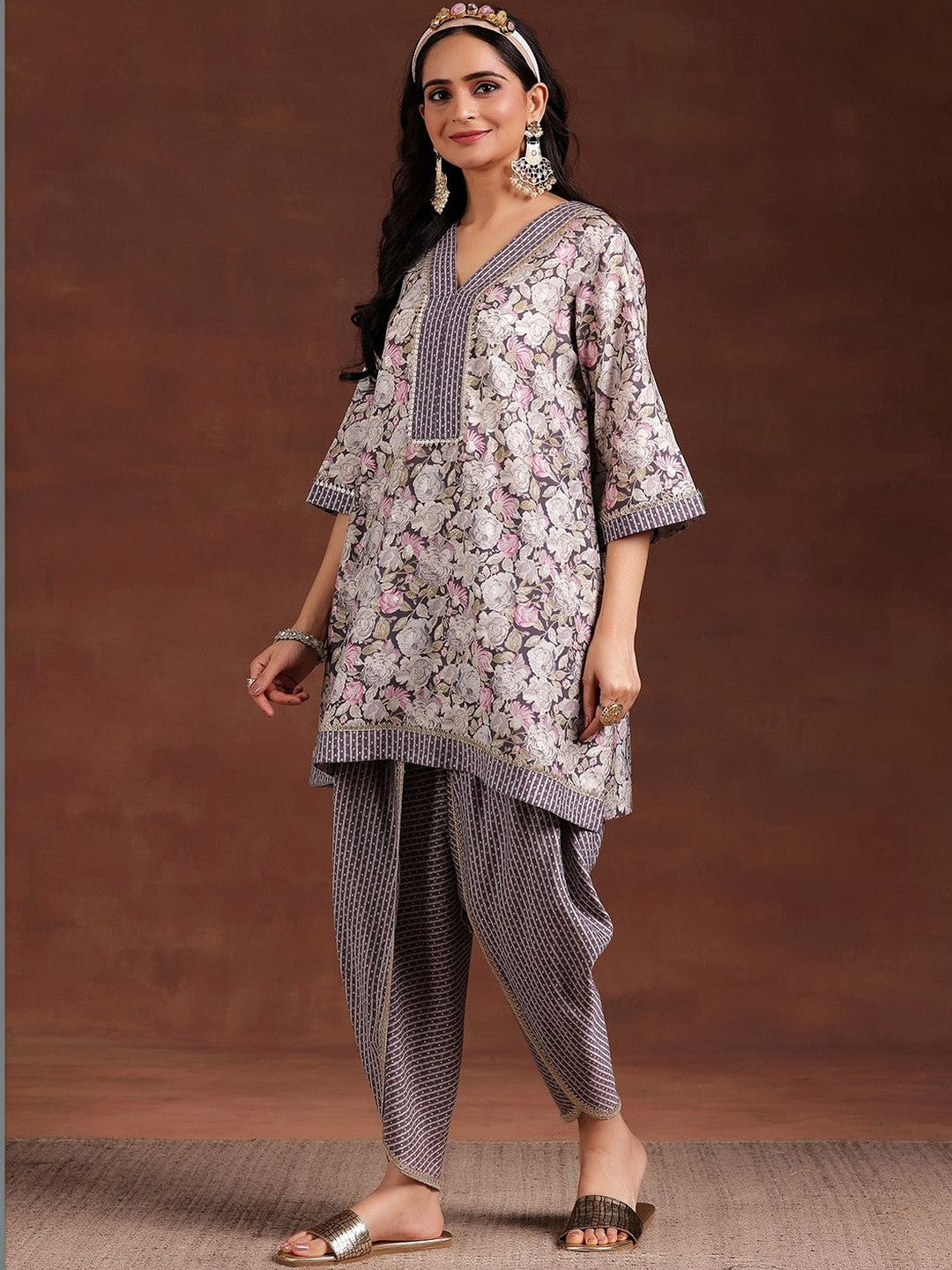 Women Floral Printed Regular Kurti with Dhoti Pants
