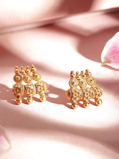 Dhiyona RJ Women's 22K Gold-Plated Traditional Handcrafted Jewellery Set with Intricate Detailing