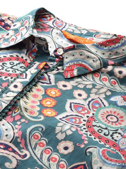 Paisley Printed Pure Cotton Kurta with Salwar