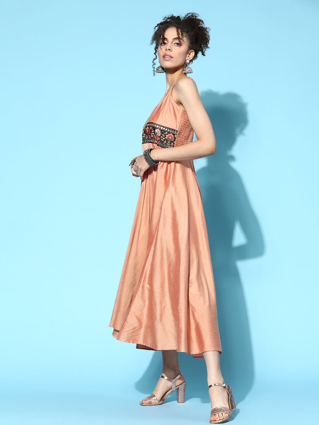 Dhiyona AY Women's Attractive Peach Sleek Dress