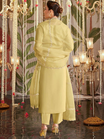 Women Ethnic Motifs Embroidered Regular Thread Work Kurta with Trousers & With Dupatta