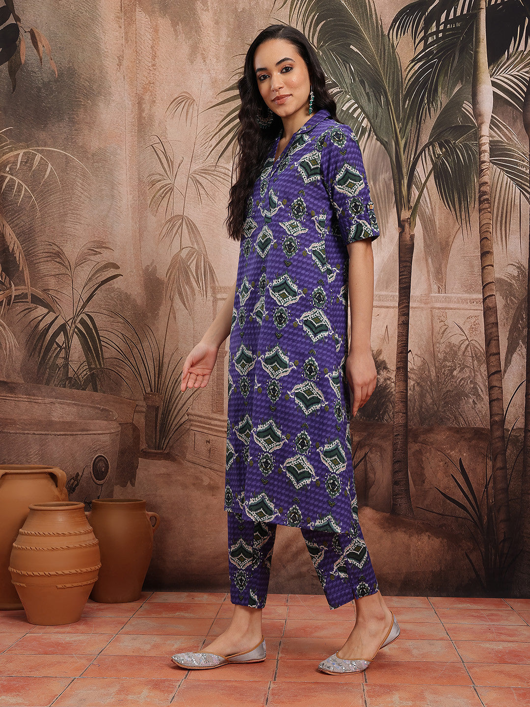 Ethnic Motifs Printed Cotton Kurta with Trousers