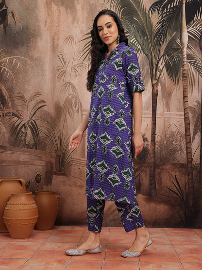 Ethnic Motifs Printed Cotton Kurta with Trousers