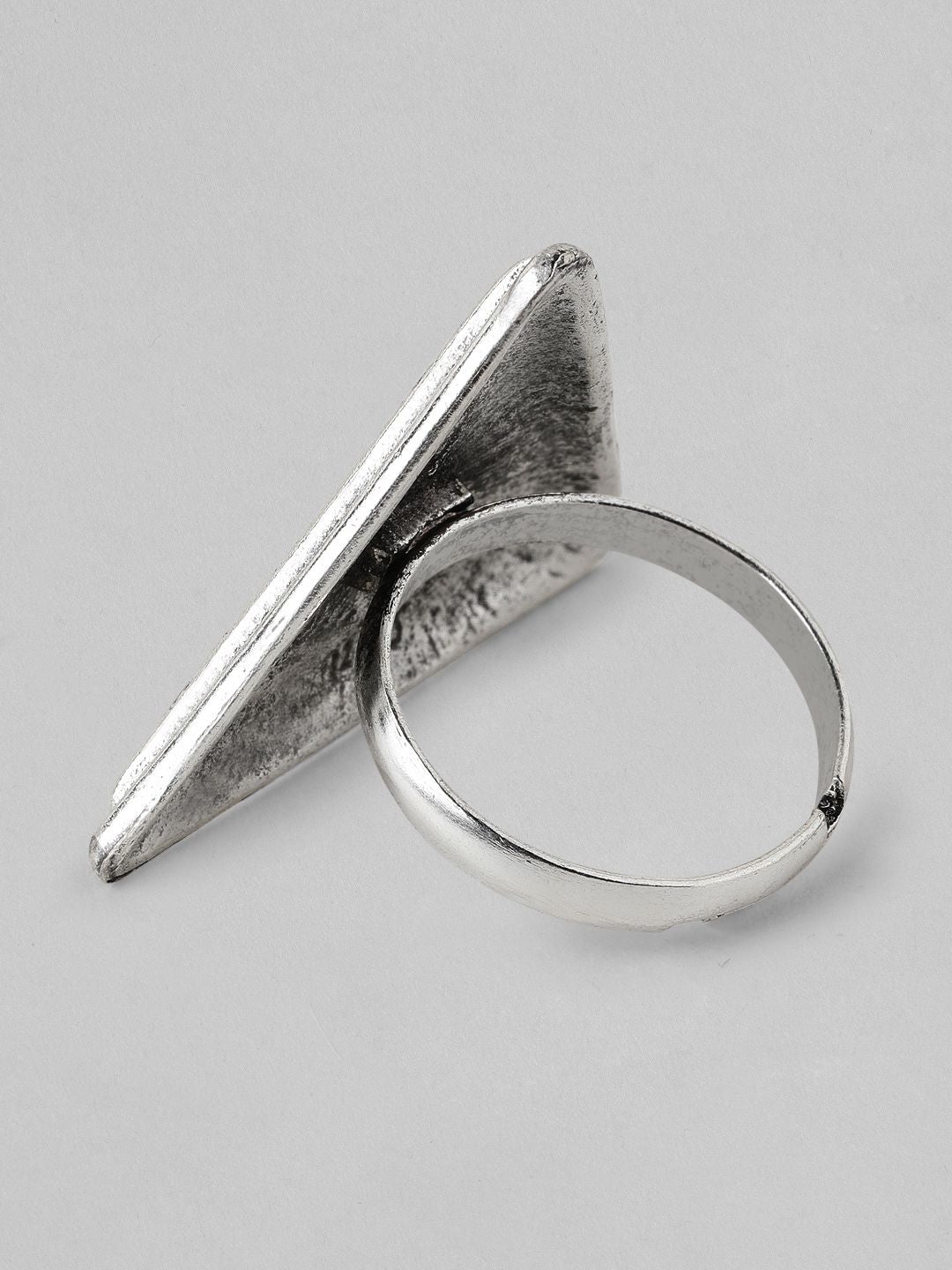 Dhiyona RJ Women's Oxidised Silver-Plated Enameled Handcrafted Adjustable Finger Ring